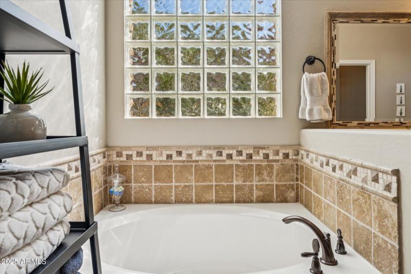 Soaking Tub with Glass Block Window
