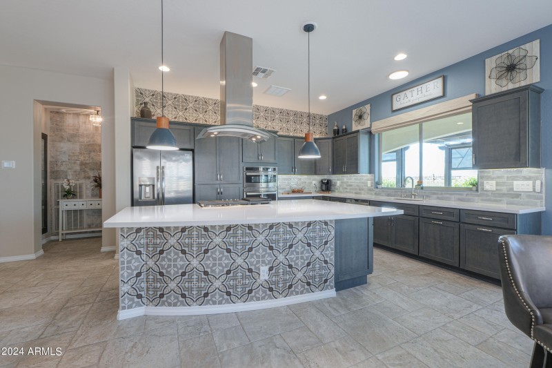 Custom Tile at Island & Above Cabinets