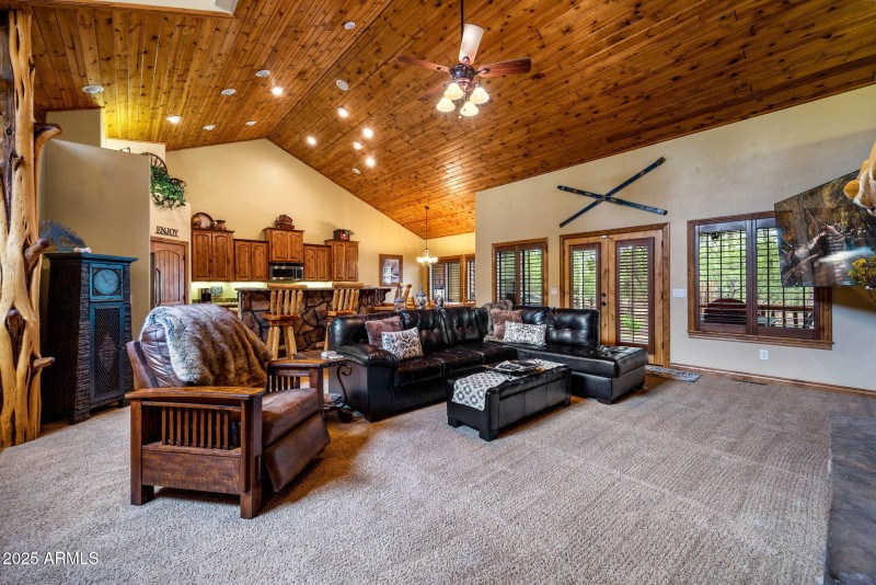 Open concept with access to back porch