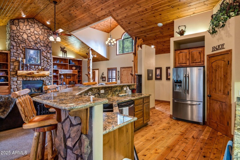 Kitchen open to living room
