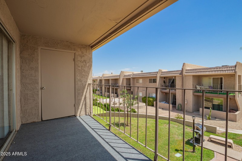 large balcony with storage