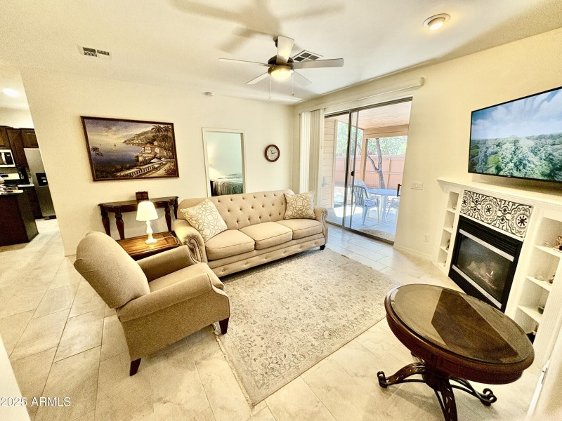 Sliding door to covered patio