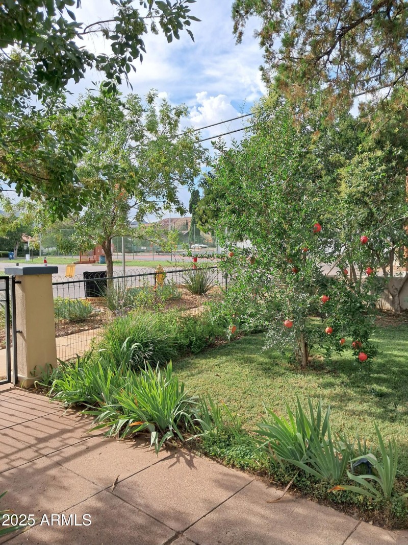 Looking toward tennis courts