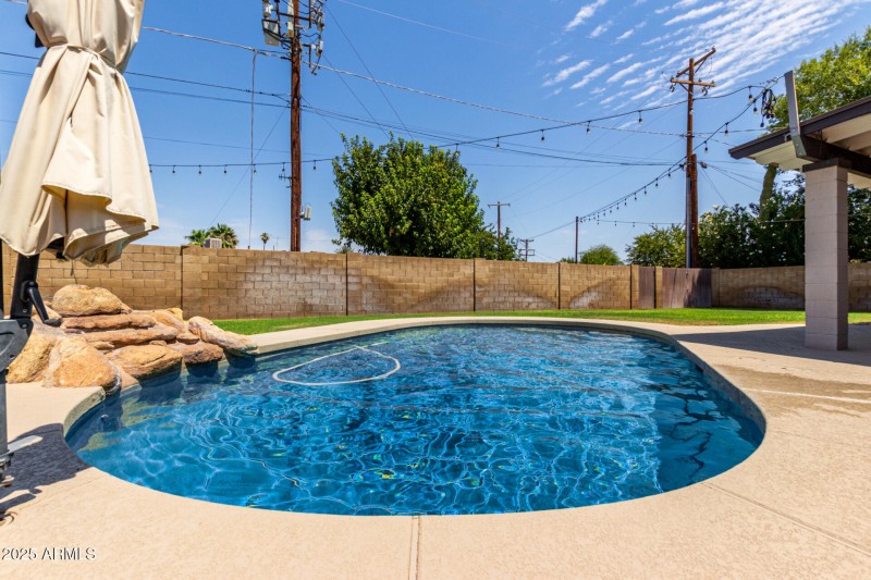 Heated Pool with Water Feature