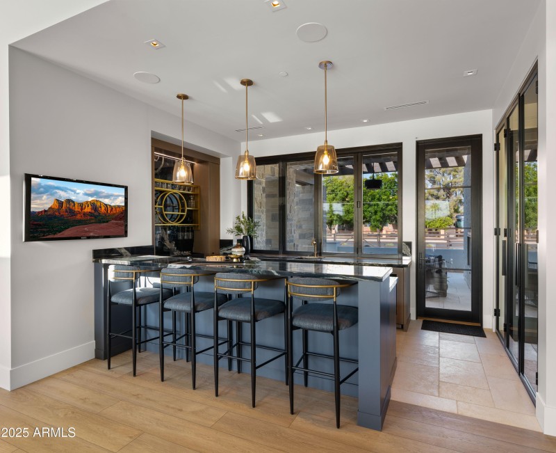 Wet Bar with Accordion Windows