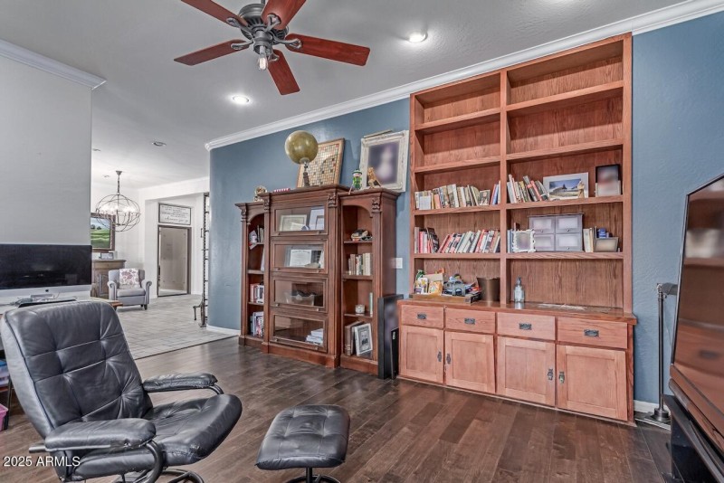 Den with Built-in Bookshelf