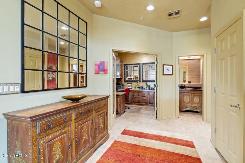 Hallway to office and powder room