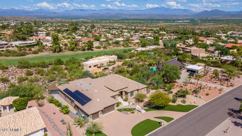 aerial with golf course