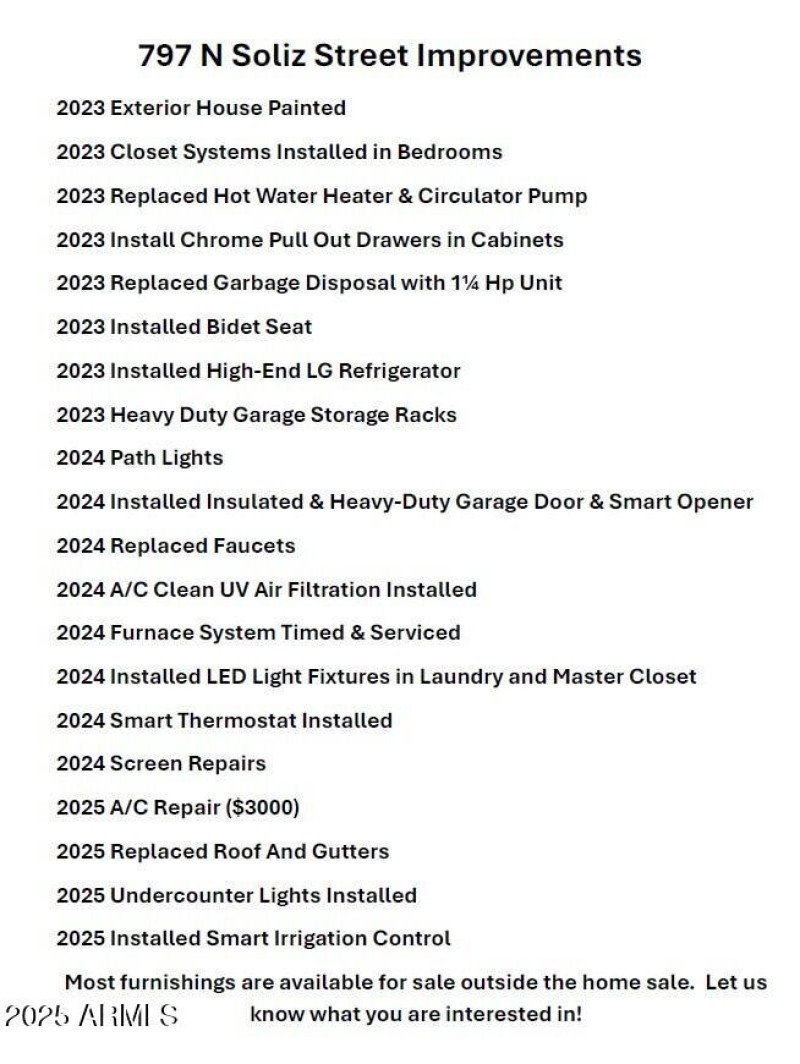 Improvements List