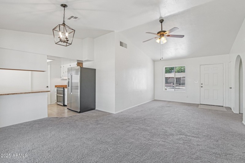 Vaulted ceiling and open living space