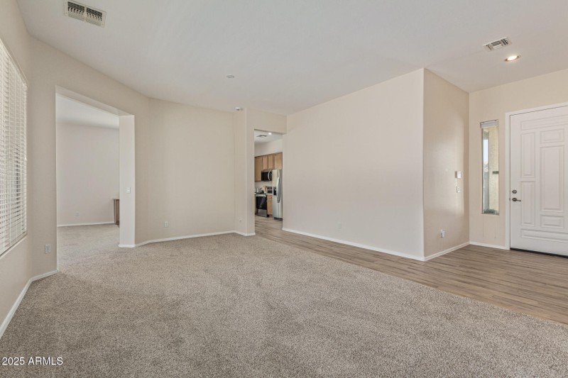 Wood-look tile floor in traffic areas