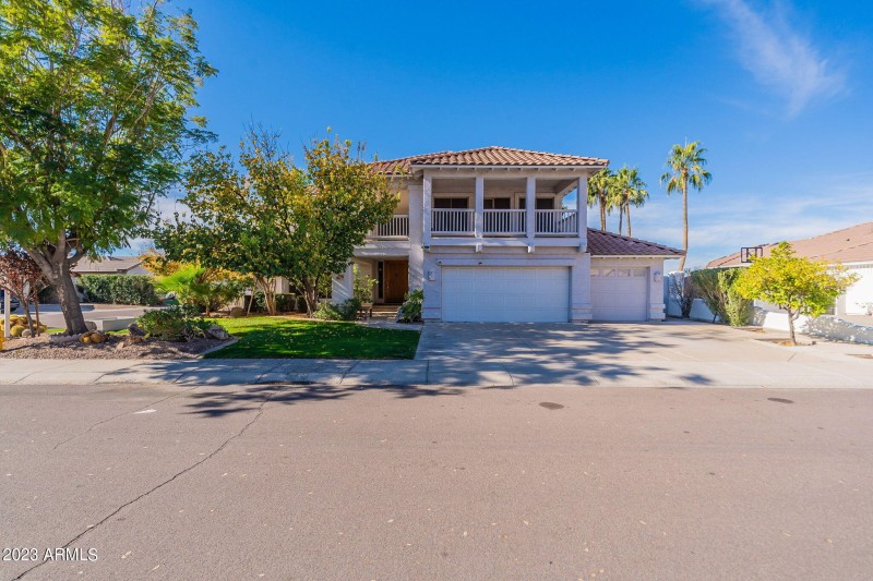 Front of home and driveways