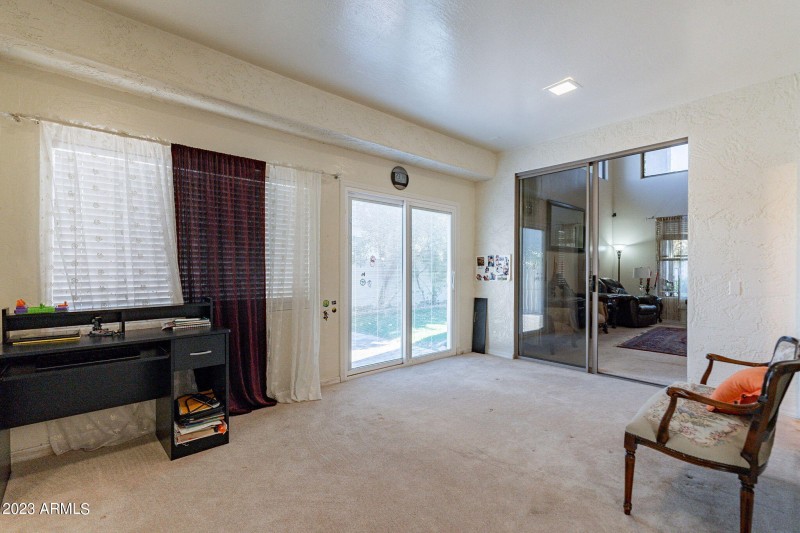 Private patio doors to backyard