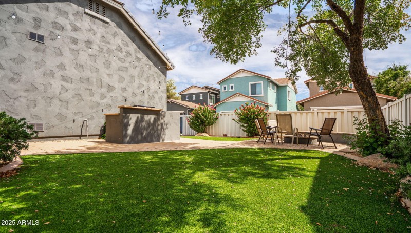 Finished backyard with turf