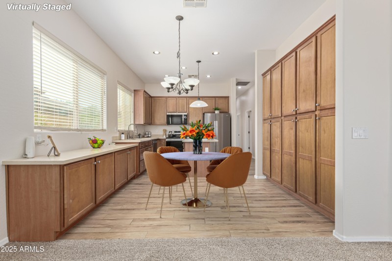With eat-in kitchen