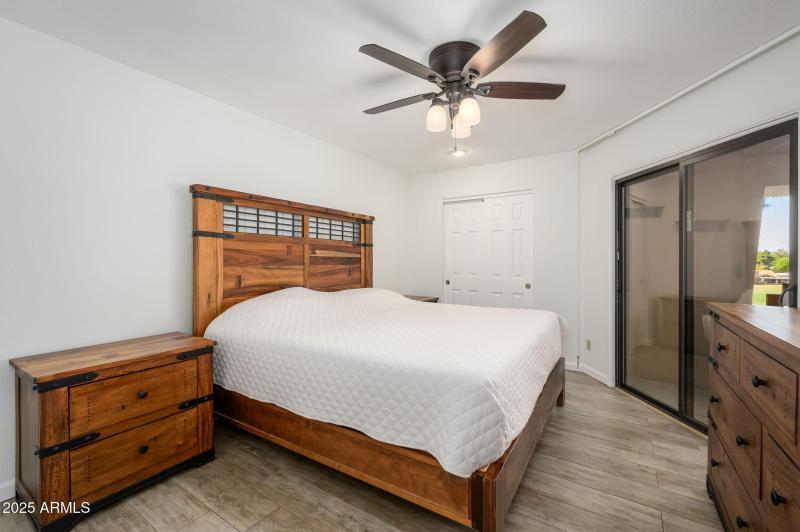 Large bedroom with two closets and views