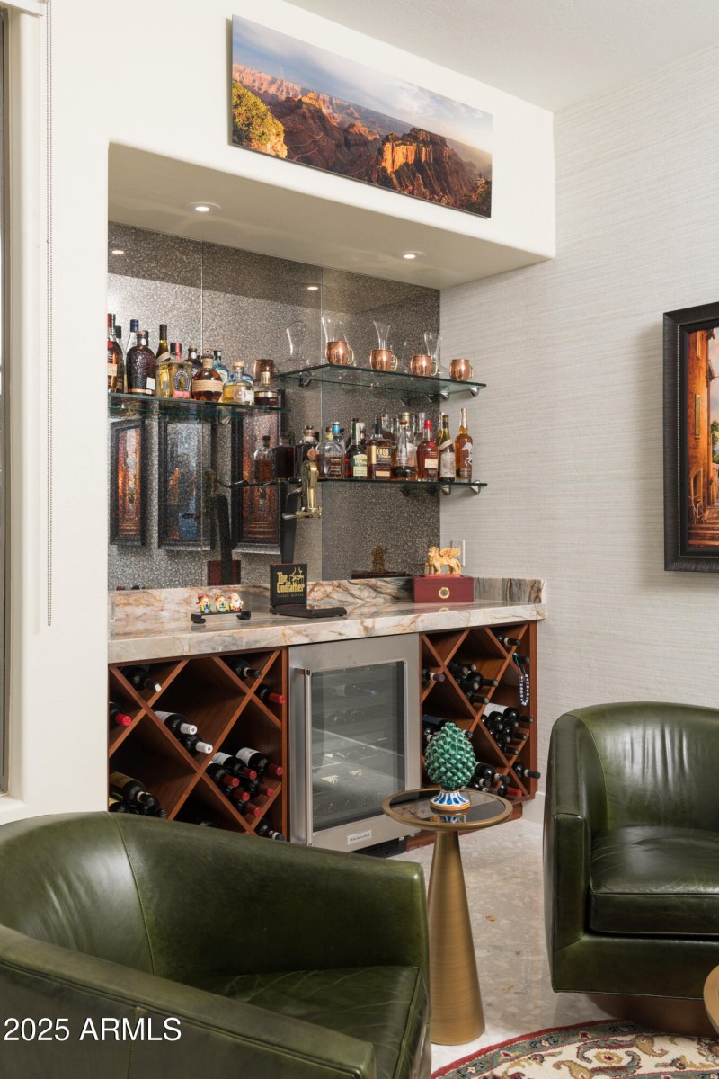 BUILT IN BAR WITH BEVERAGE REFRIGERATOR