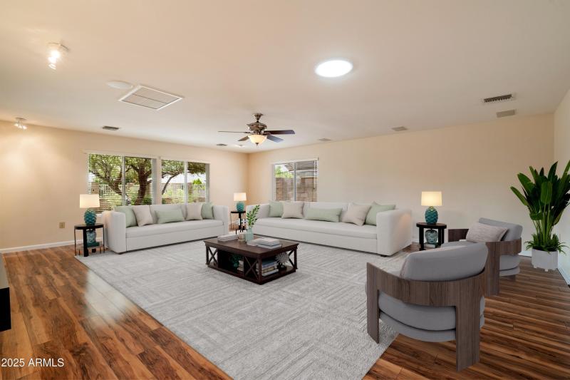 Virtually staged family room
