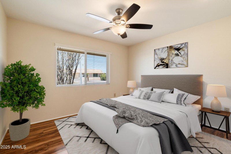 Virtually staged guest bedroom