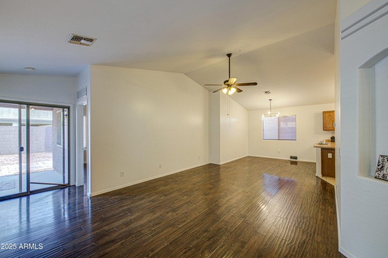 Great room with slider door to the patio