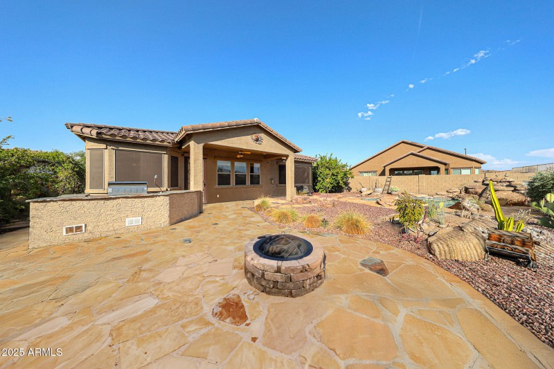Covered back Patio and Fire Pit