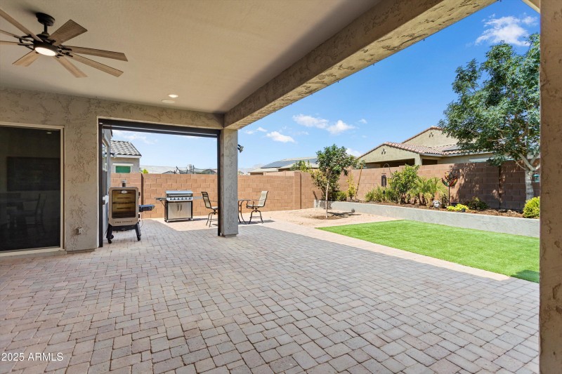 Roller Shade at Rear Patio - Up