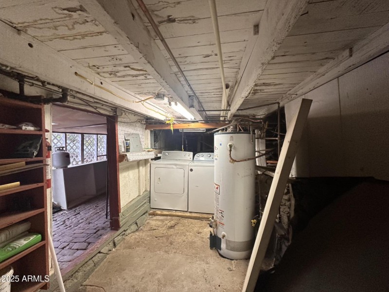 Basement storage + washer/dryer.