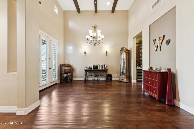 Wood Beams & French Door to Patio