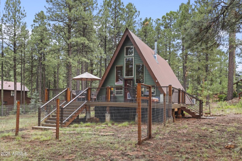 Back of Cabin w/ Fenced Yard