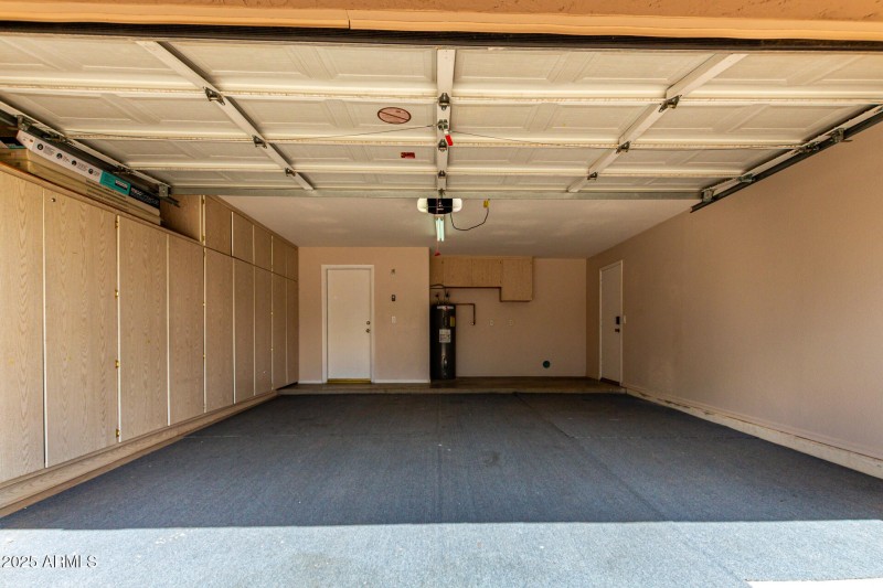 Garage with cabinets