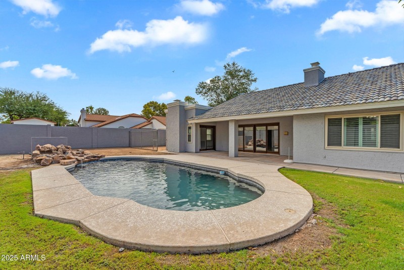 Sparkling Pool with Waterfall Feature