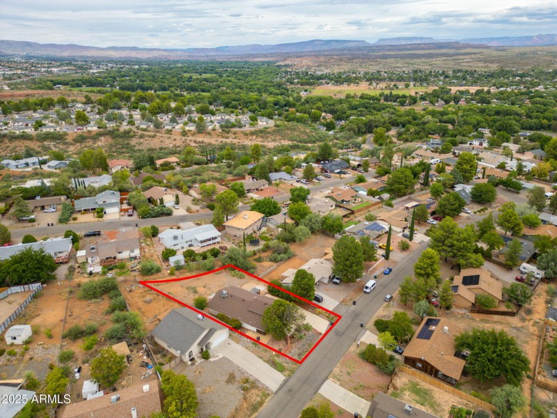 Aerial shot of property