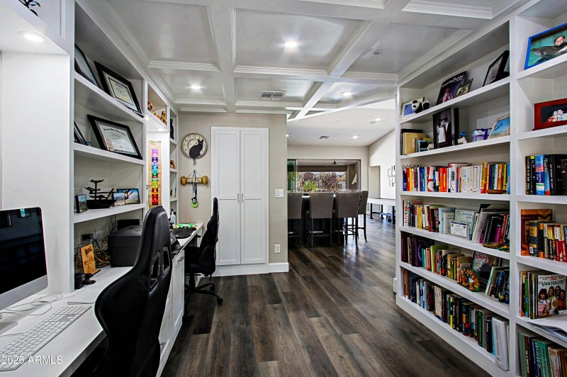 Office has built in bookcases