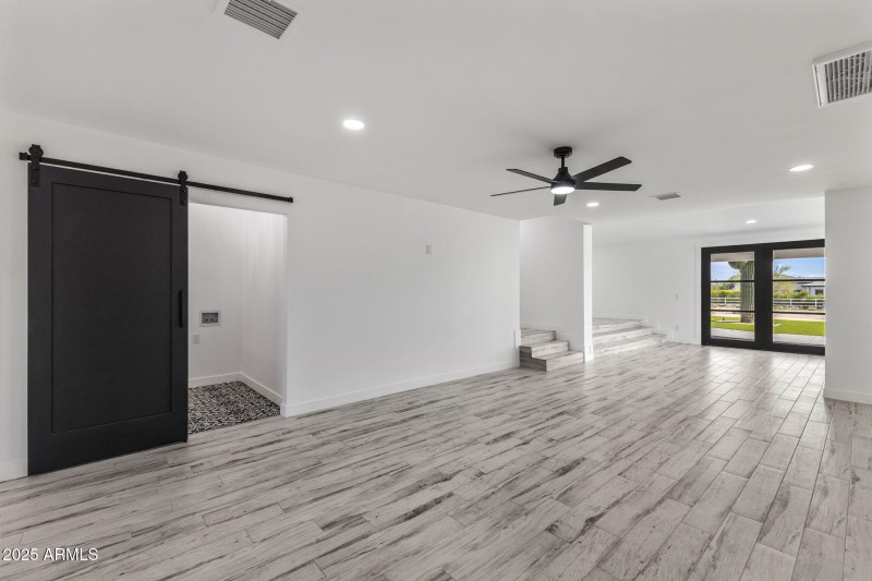 Open Living with Barn Door