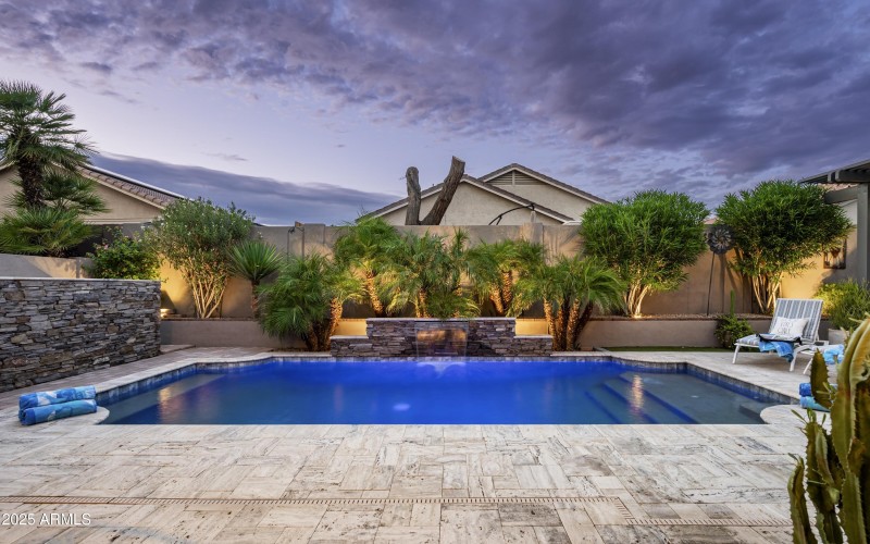 Heated Pool with Waterfall