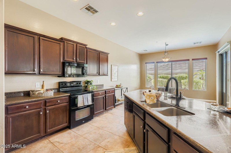 Kitchen with view to backyard