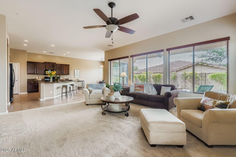 Living area with covered patio outside