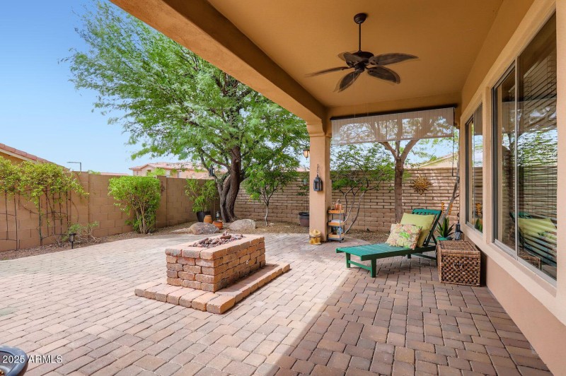 Expansive patio with gas firepit