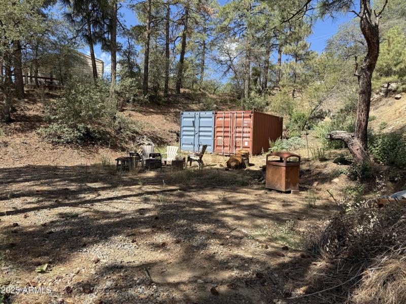 Flat area in front of containers