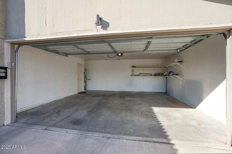 Interior of large 2 car garage