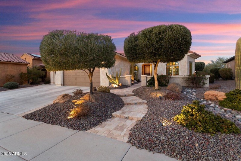 Front of home at night