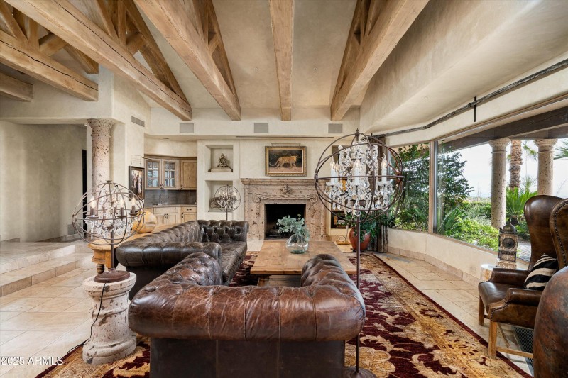 stone fireplace