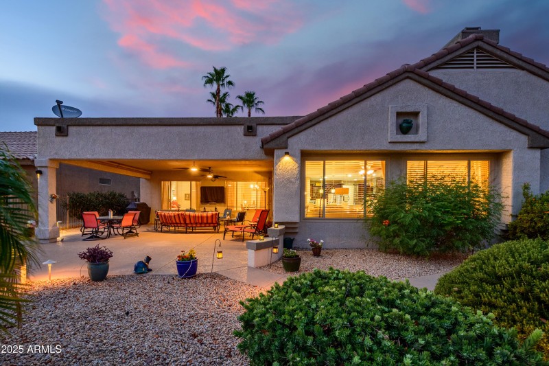 Rear Night House Patio