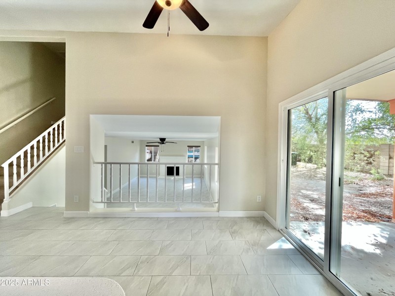 Eat-in kitchen overlooks family room