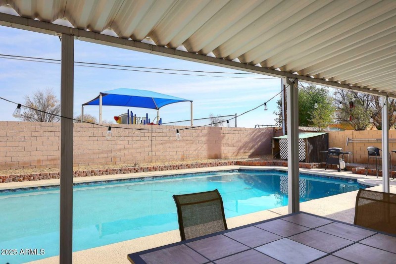 Pool in backyard