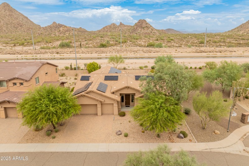 Aerial view of home on canal