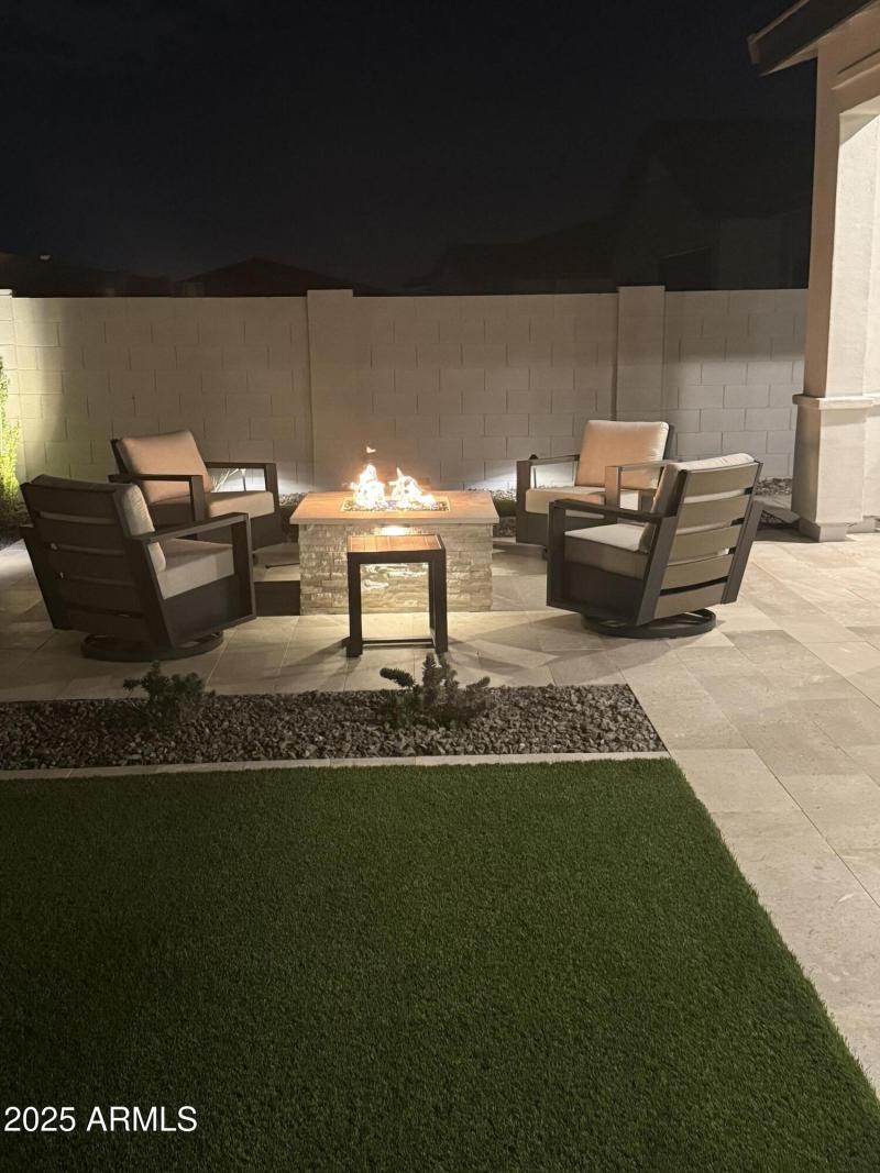 Nighttime Fire Pit Patio