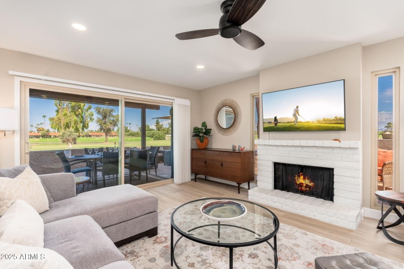 Living Room - Patio & Fireplace Close-up