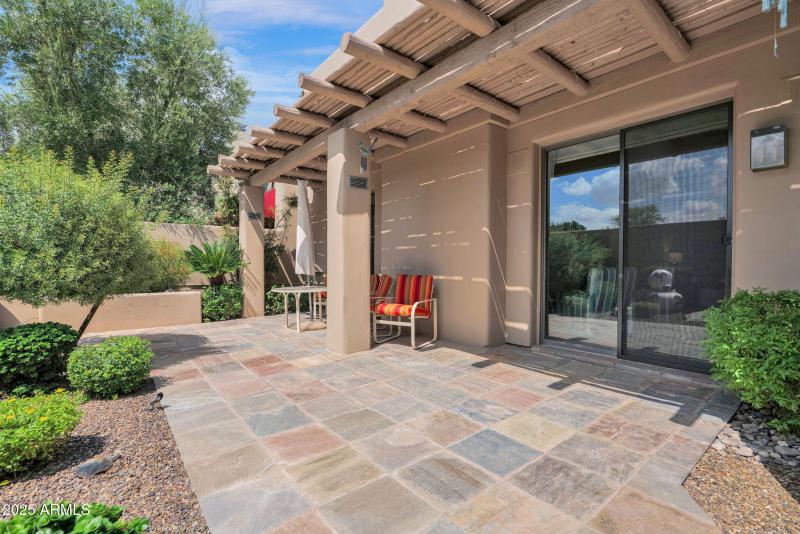 Patio looking West with shady trees
