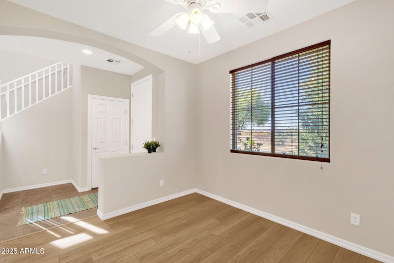 Den with new wood lux vinyl floor